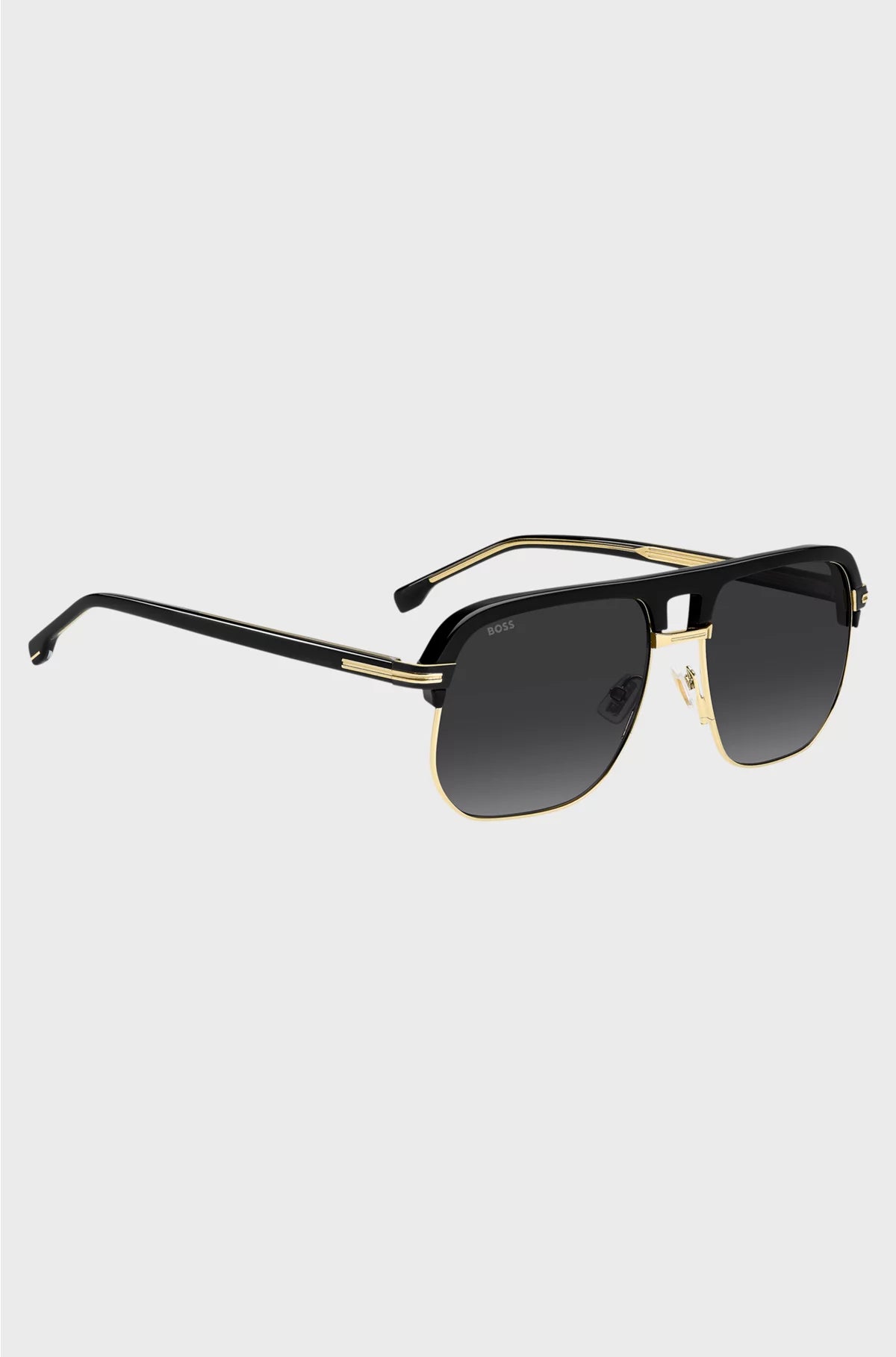 DOUBLE-BRIDGE SUNGLASSES IN METAL AND BLACK ACETATE