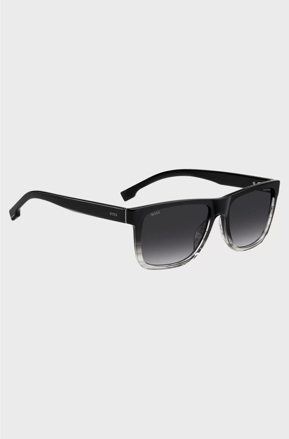 ENGRAVED-LOGO SUNGLASSES IN DEGRADE BLACK ACETATE