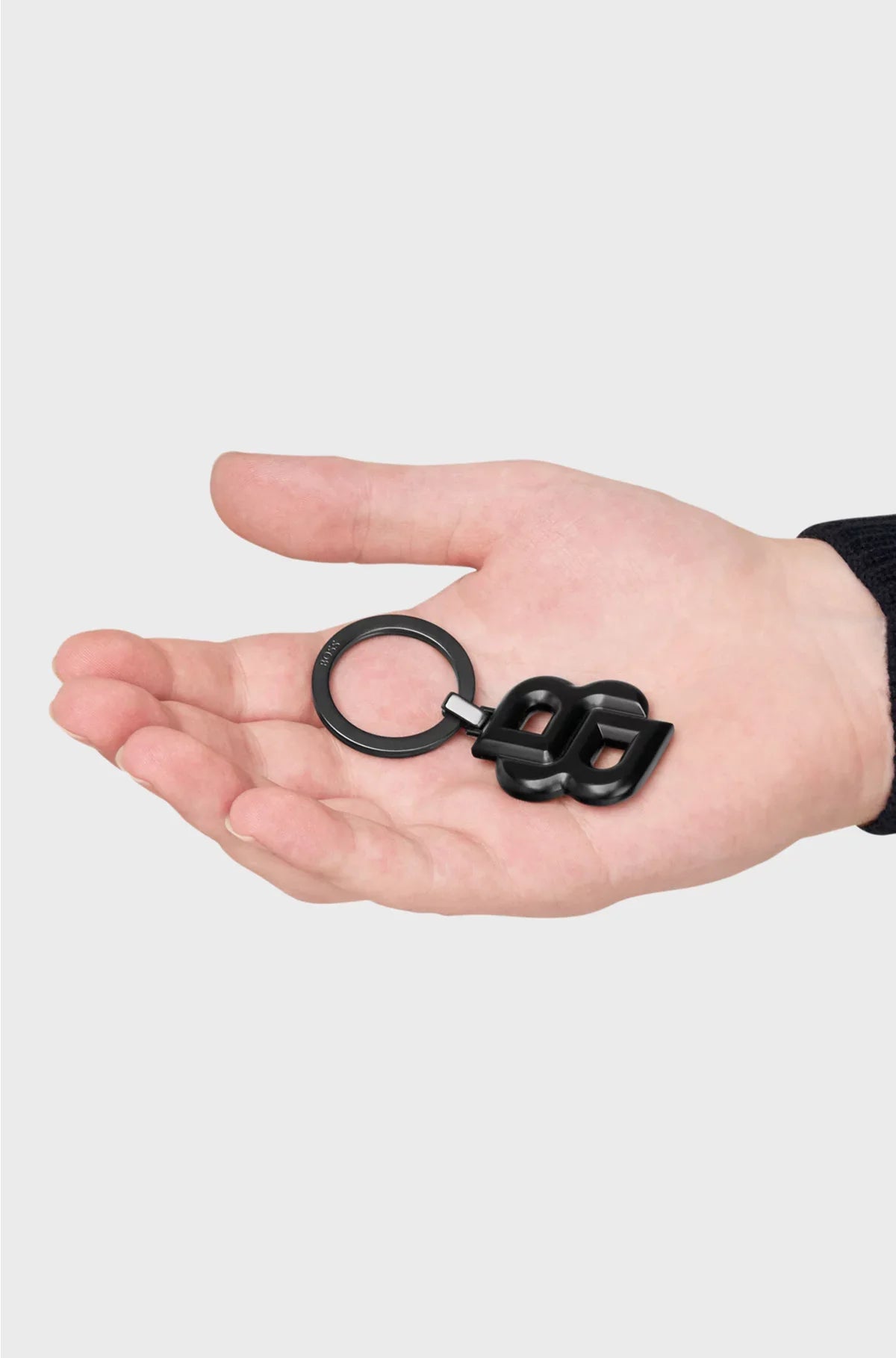 KEY RING WITH MATTE-BLACK DOUBLE B MONOGRAM