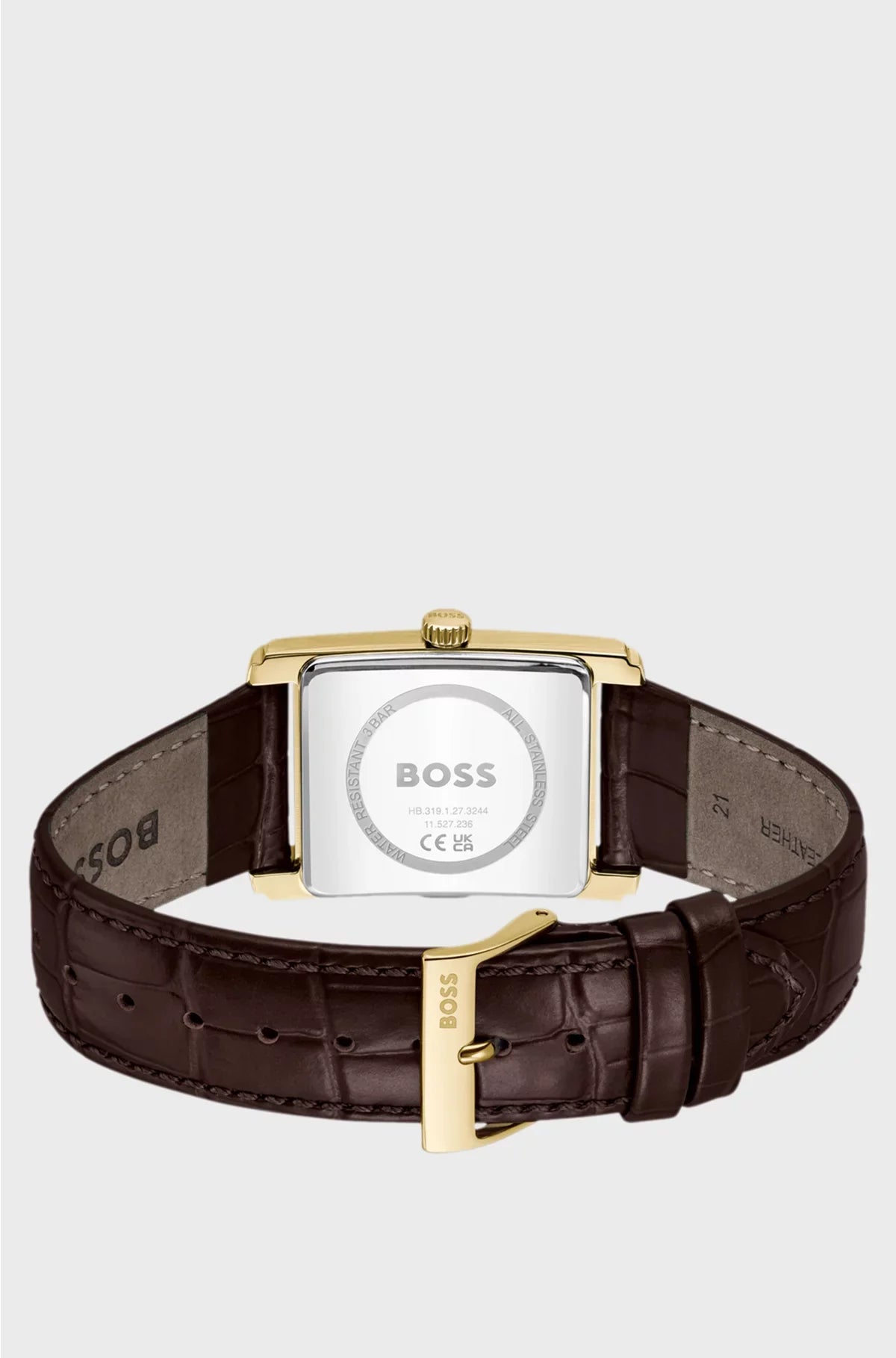 LEATHER-STRAP WATCH WITH SILVER-WHITE DIAL