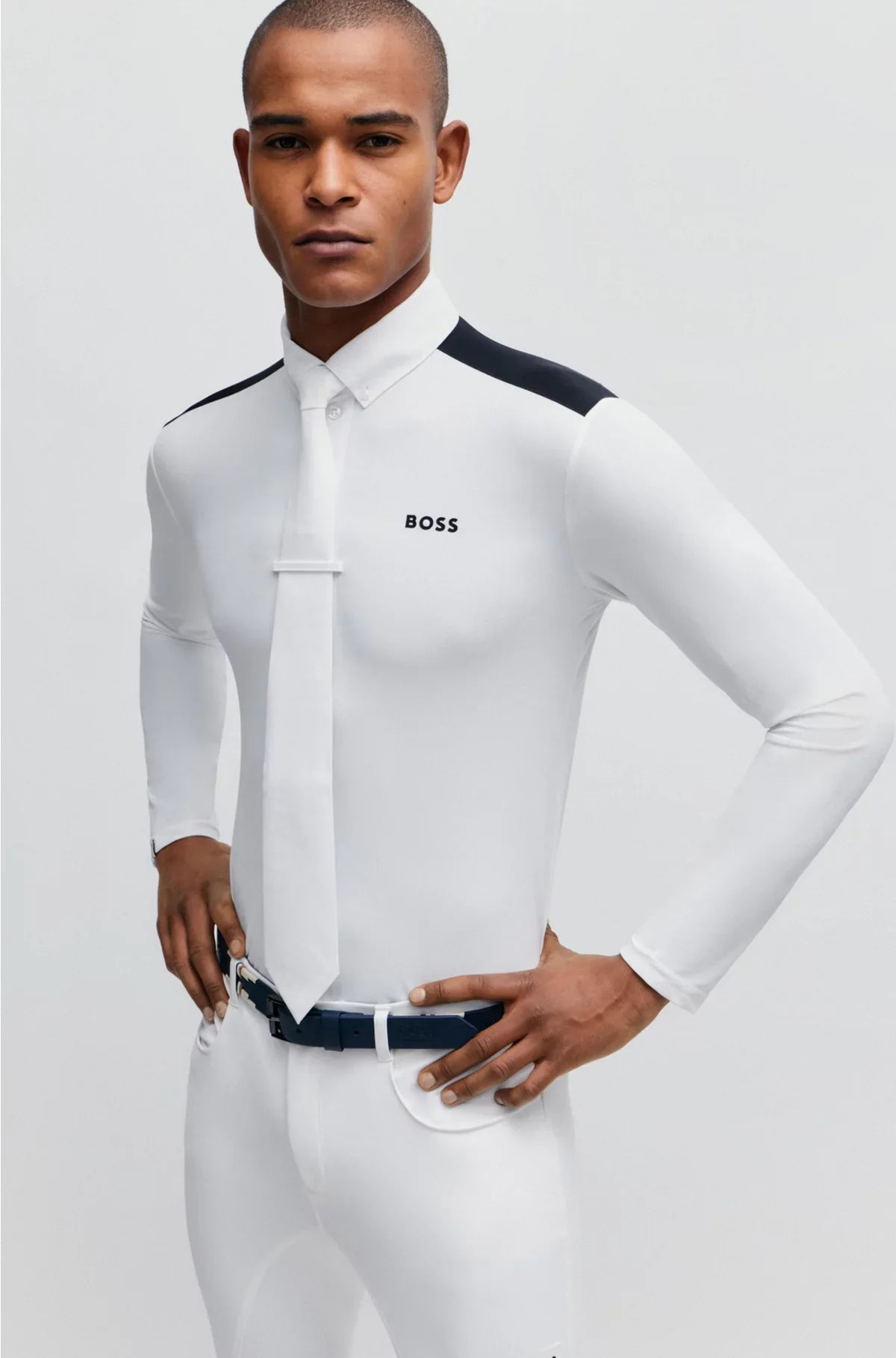 EQUESTRIAN SHOW SHIRT WITH SHOULDER INSERTS AND LOGO