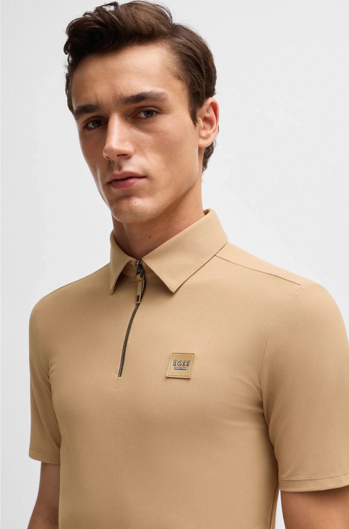 EQUESTRIAN STRETCH-PIQUE TRAINING SHIRT WITH ZIP PLACKET