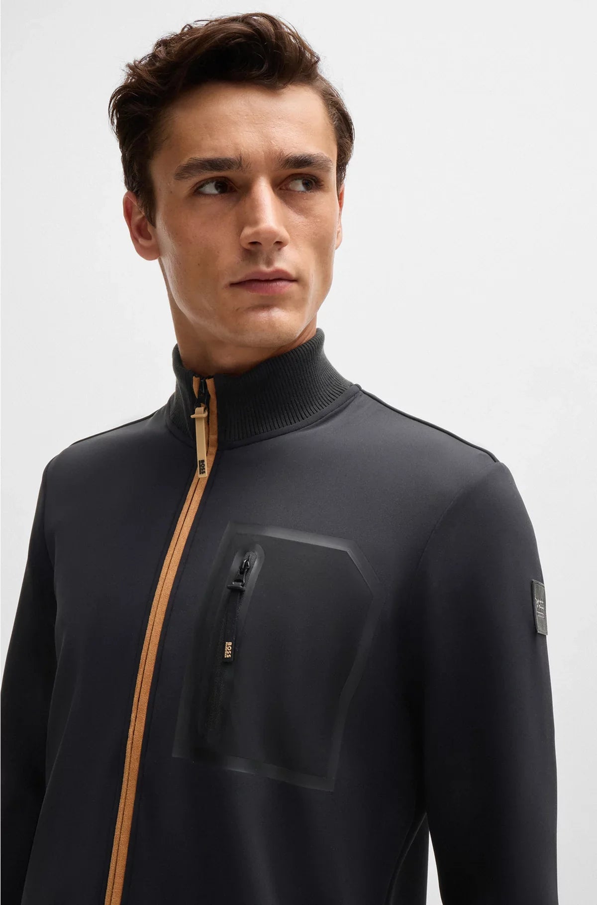 CARDIGAN EQUESTRE CON TASCA SUL PETTO CON CERNIERA