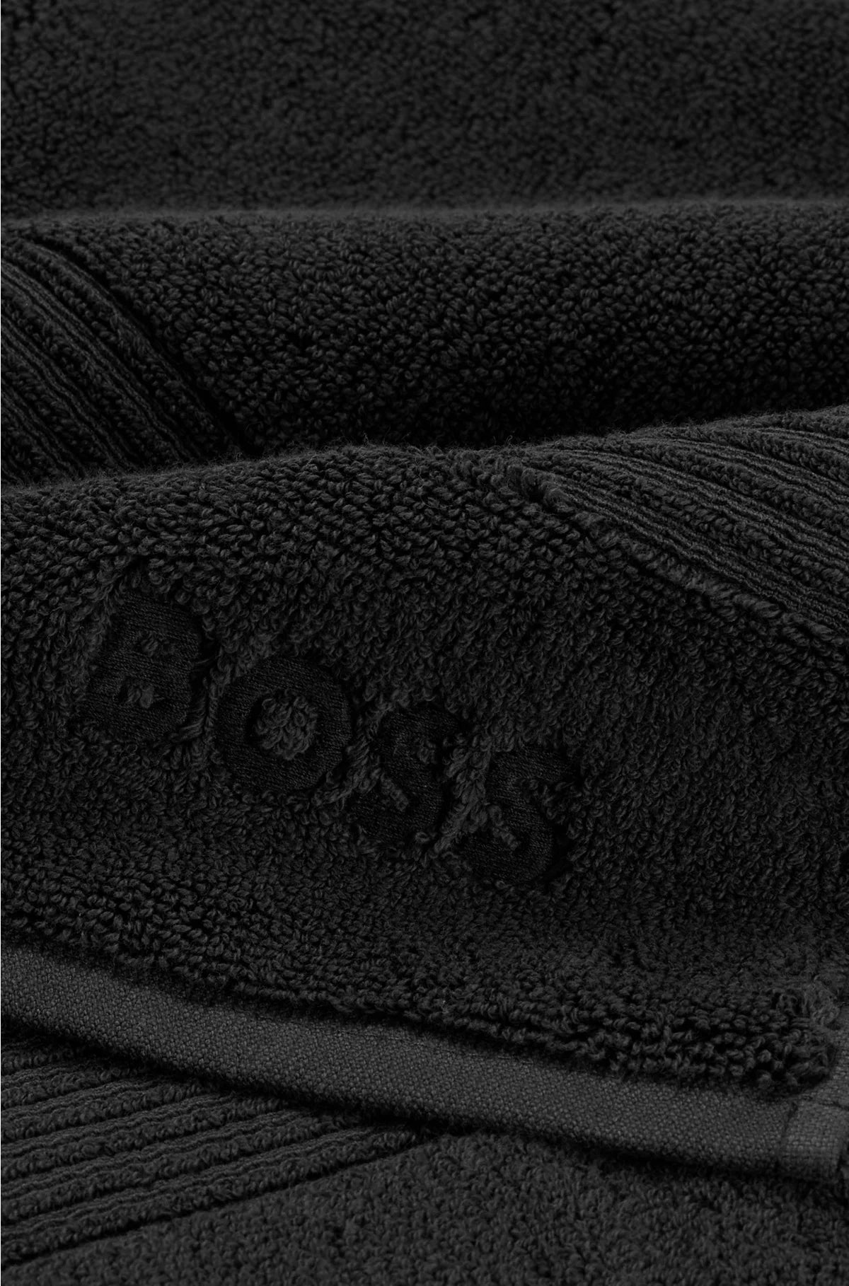 BLACK AEGEAN-COTTON BATH MAT WITH TONAL LOGO