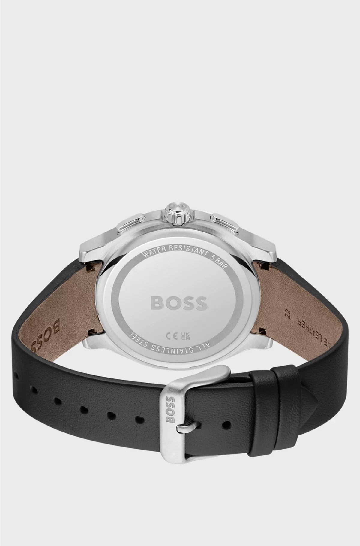 LEATHER-STRAP CHRONOGRAPH WATCH WITH MATTE LAYERED DIAL