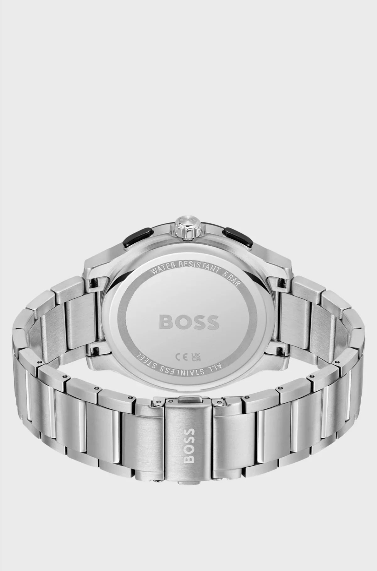 STAINLESS-STEEL CHRONOGRAPH WATCH WITH MATTE-BLUE DIAL