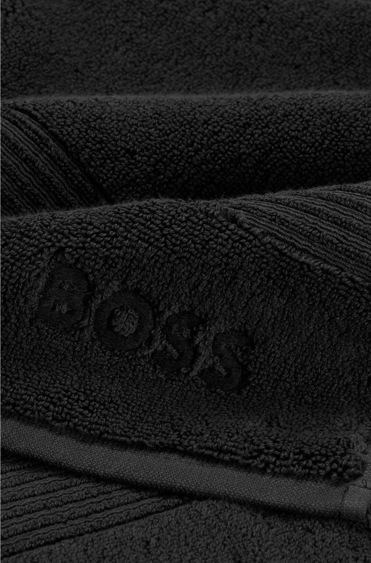 BLACK AEGEAN-COTTON HAND TOWEL WITH TONAL LOGO