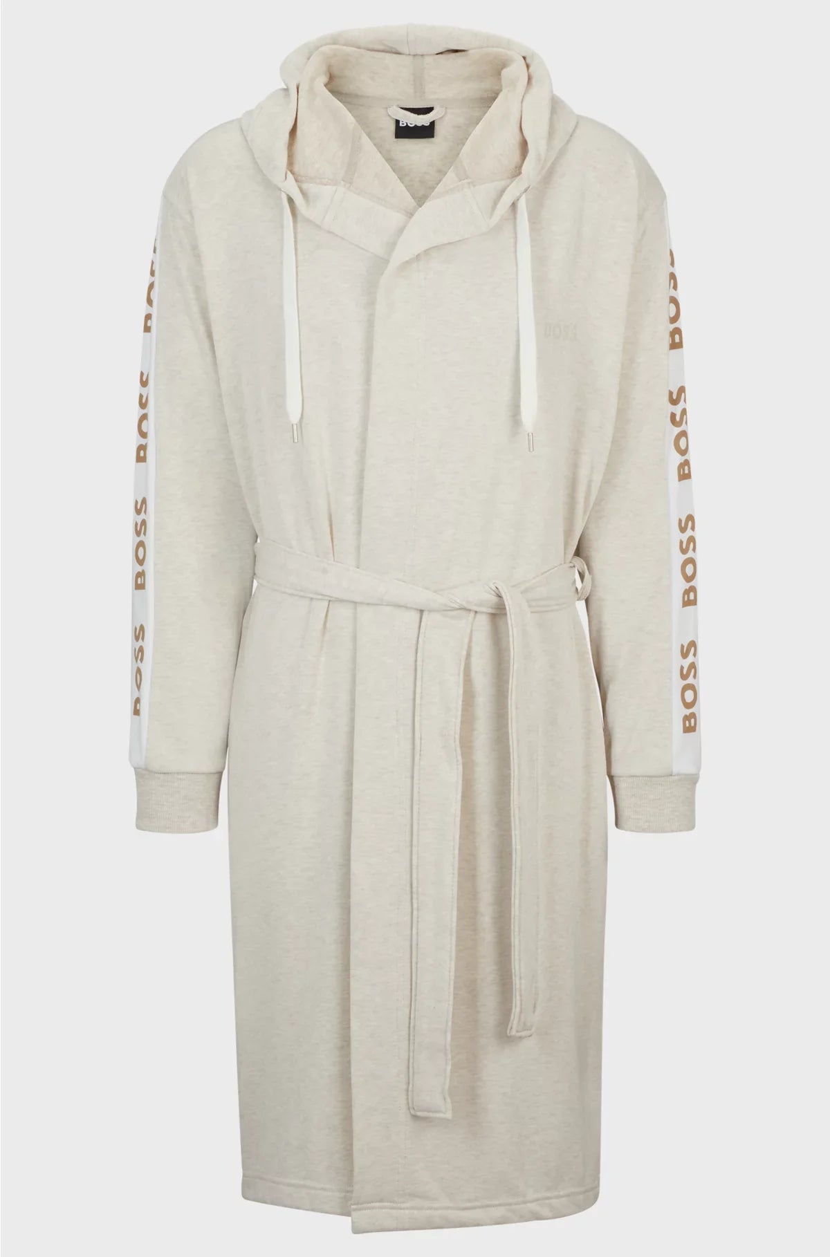 HOODED DRESSING GOWN WITH LOGO-PRINT SLEEVES