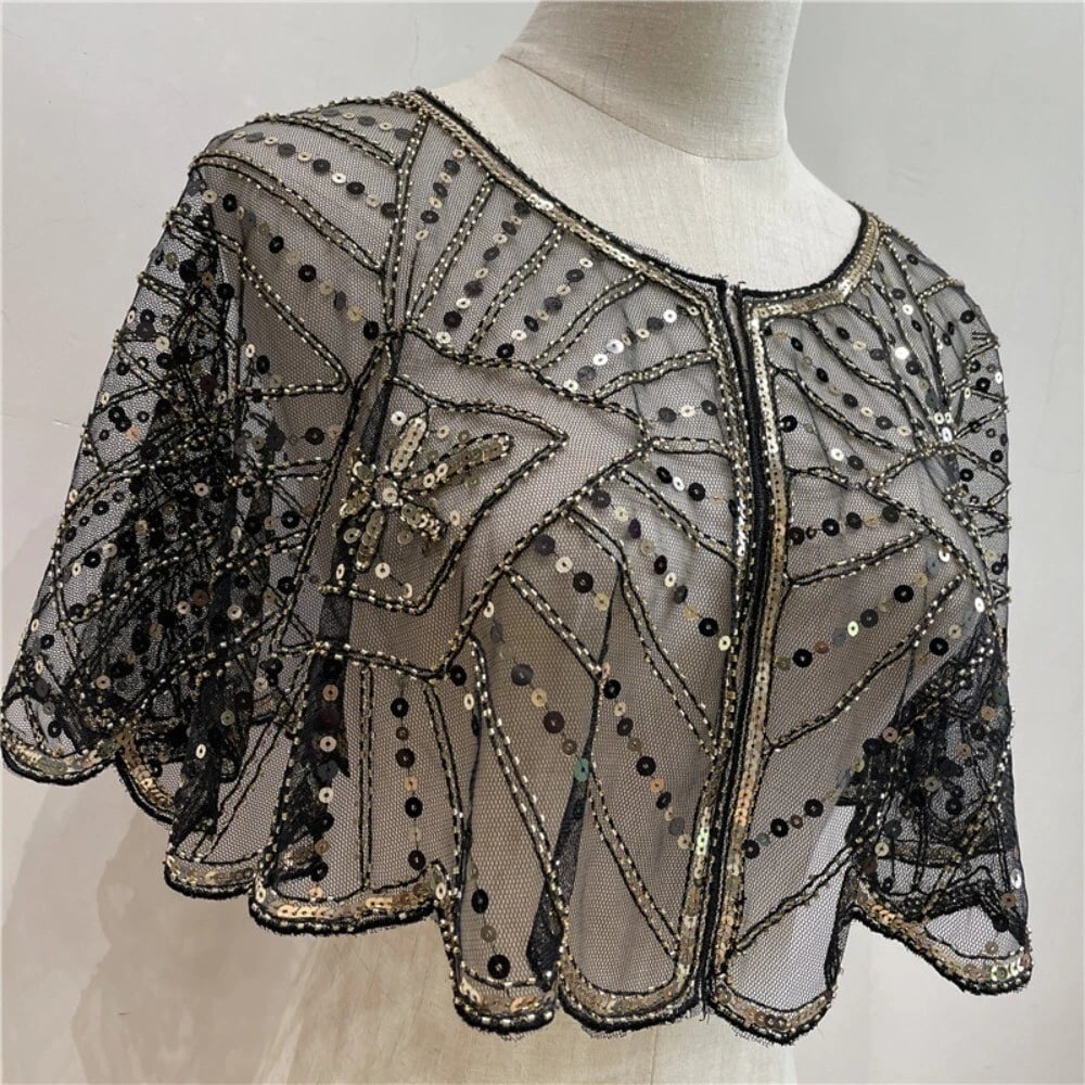 🔥 Scialle vintage in pizzo con perline 🔥