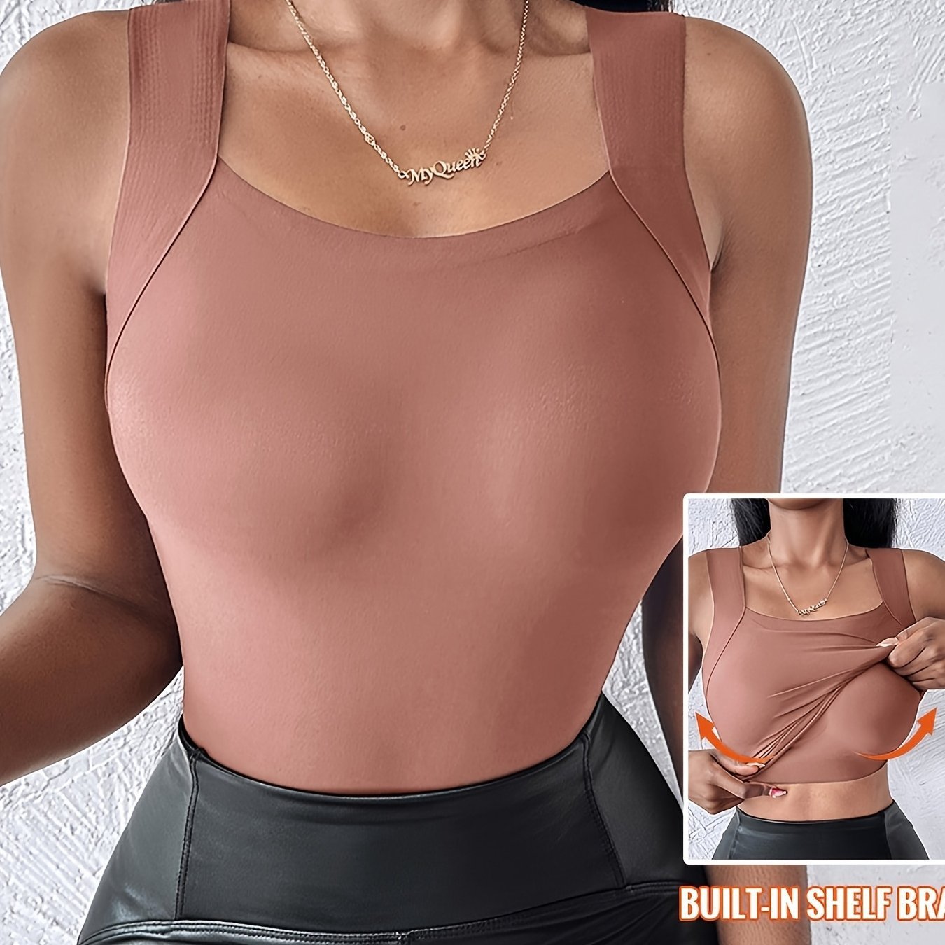 🔥Ultimo Giorno Promozione Sconto del 60%⏰👙Canotte Termiche da Donna con Scollo a U e Reggiseno Integrato👍