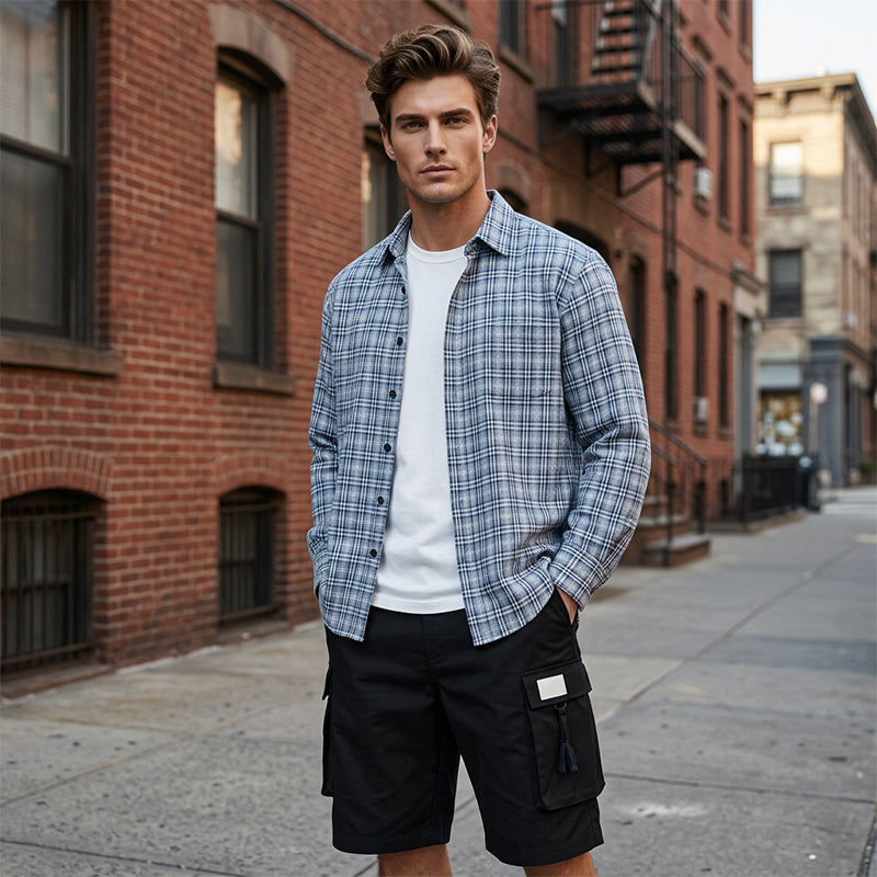 Pantaloncini cargo casual da uomo con elastico in vita