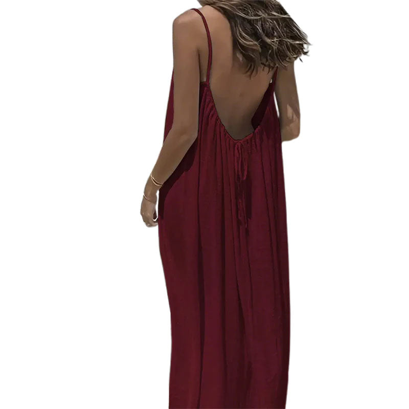 🏖️💕VENDUTI OLTRE 20MILA!⚡Vestito lungo casual da donna con spalline sottili e schiena scoperta🌟🌊