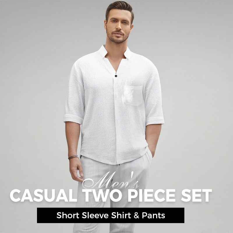 Completo da uomo due pezzi in cotone e lino: top e pantaloni di tendenza🎉GRANDE SCONTO DEL 50%