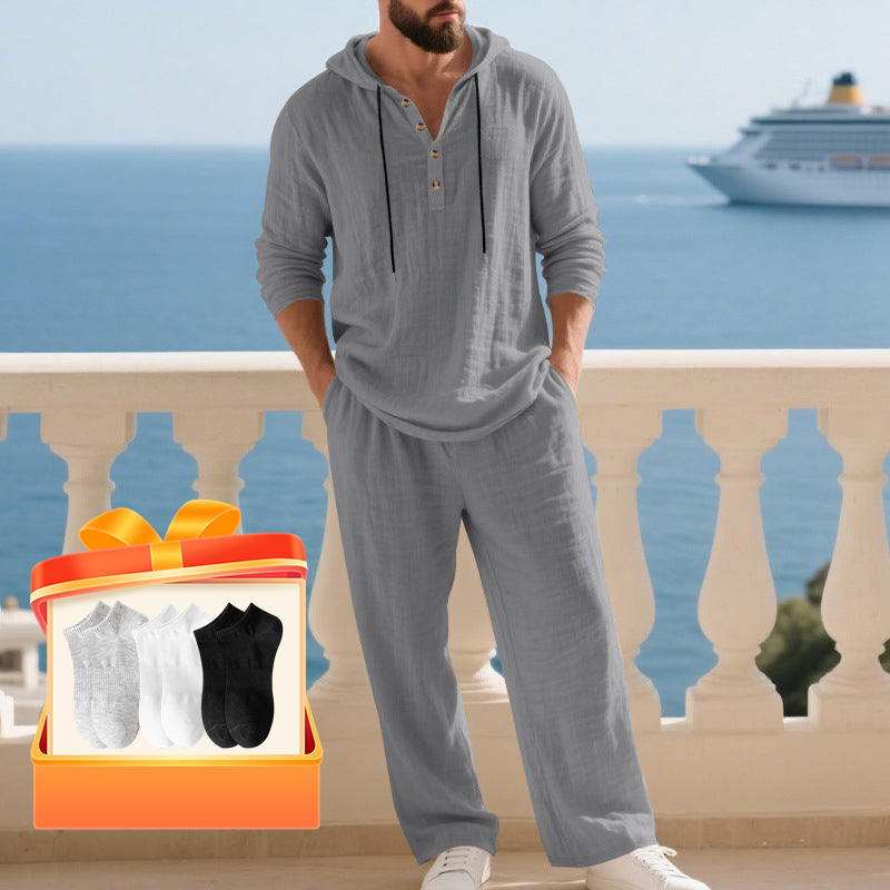 📢📢SCONTO DEL 60%!!! Completo da uomo con cappuccio casual, maglia e pantaloni, 2 pezzi