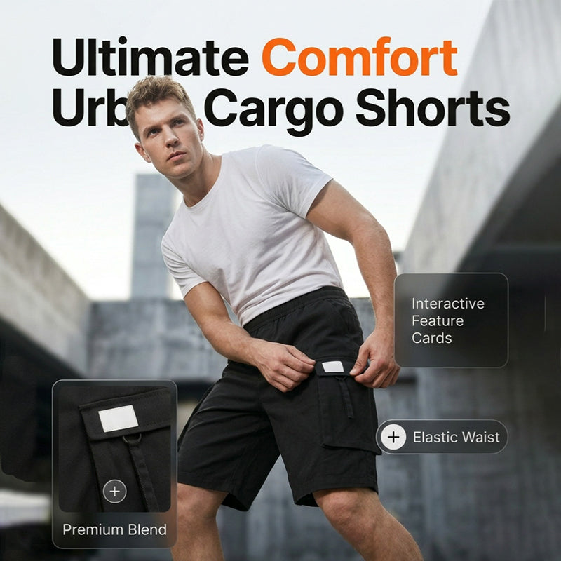 Pantaloncini cargo casual da uomo con elastico in vita