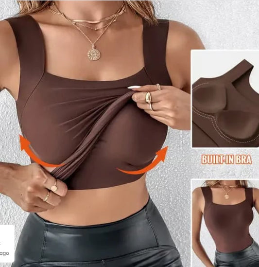 🔥Last Day Promotion 60% OFF⏰👙Women's U Neck Thermal Tank Tops with Built-In Bra👍