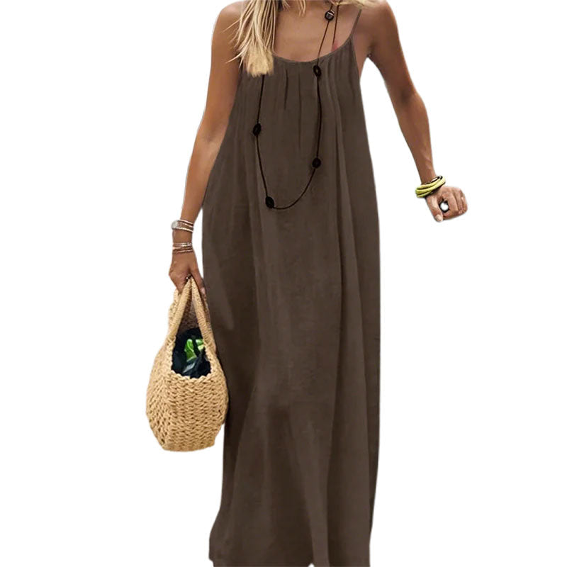 🏖️💕VENDUTI OLTRE 20MILA!⚡Vestito lungo casual da donna con spalline sottili e schiena scoperta🌟🌊