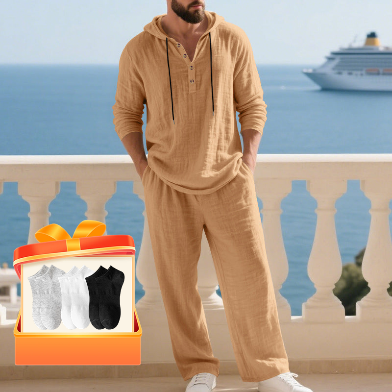 📢📢SCONTO DEL 60%!!! Completo da uomo con cappuccio casual, maglia e pantaloni, 2 pezzi