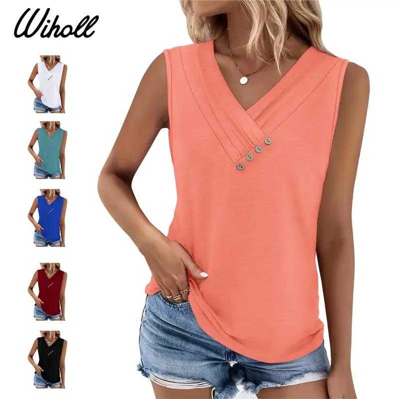 💐Camicia senza maniche da donna, scollo a V, vestibilità ampia, 2026