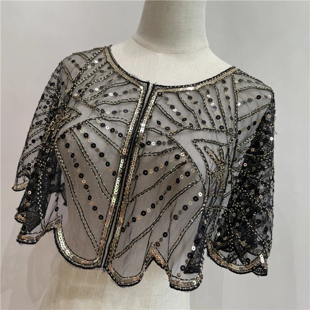 🔥 Scialle vintage in pizzo con perline 🔥