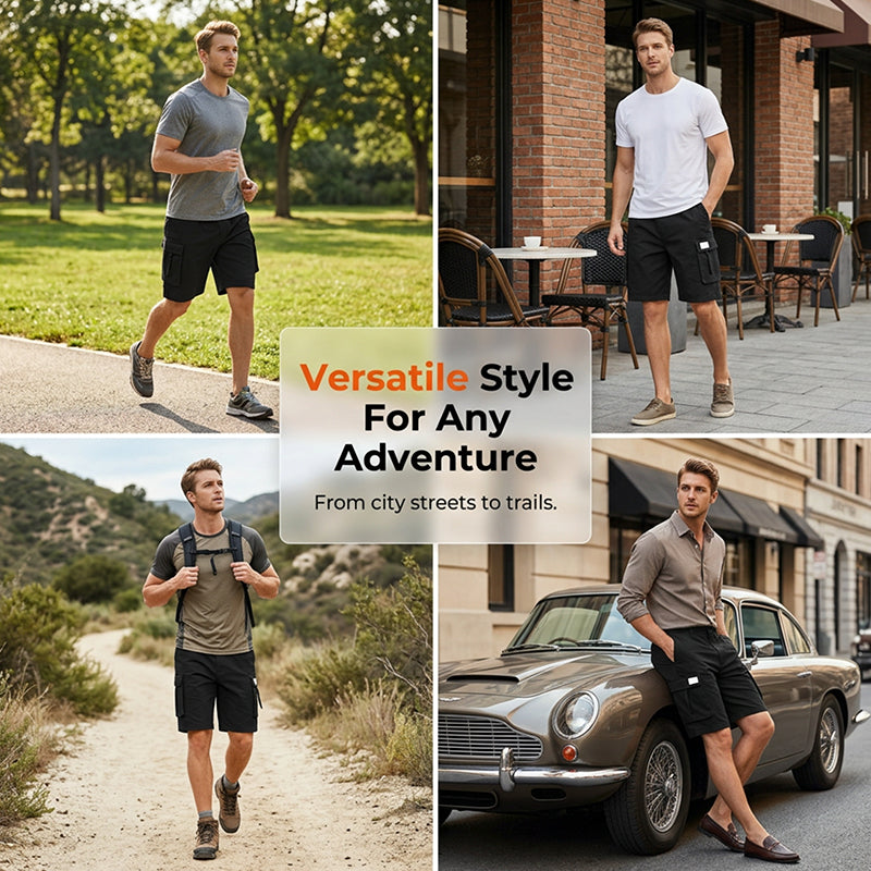 Pantaloncini cargo casual da uomo con elastico in vita