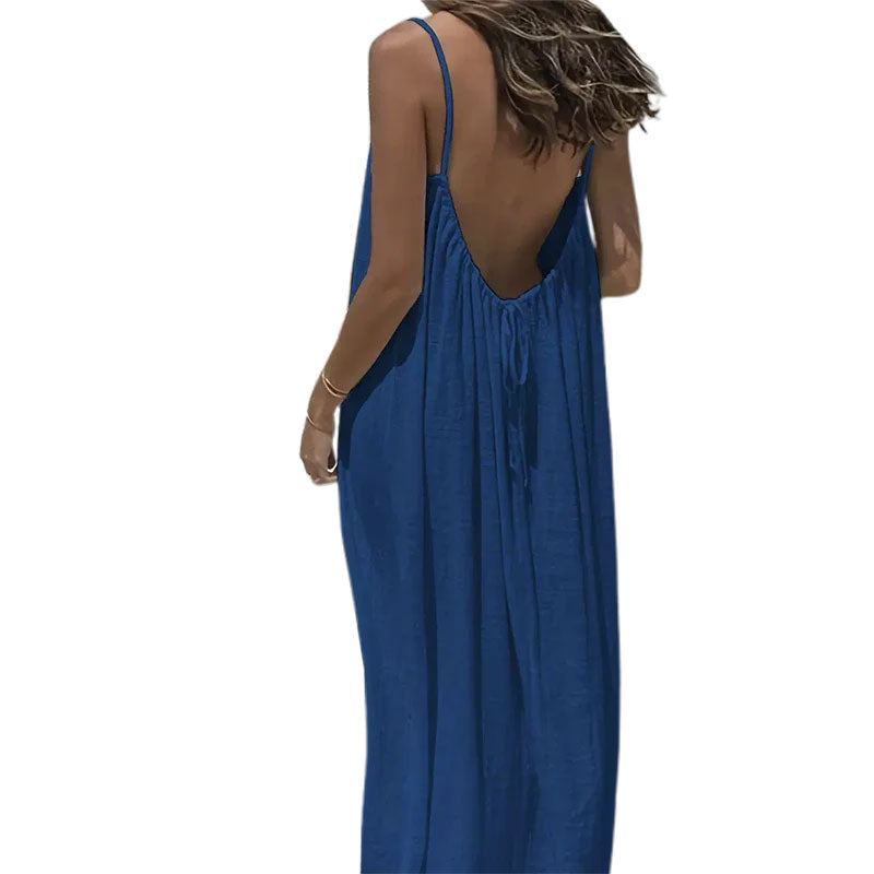 🏖️💕VENDUTI OLTRE 20MILA!⚡Vestito lungo casual da donna con spalline sottili e schiena scoperta🌟🌊
