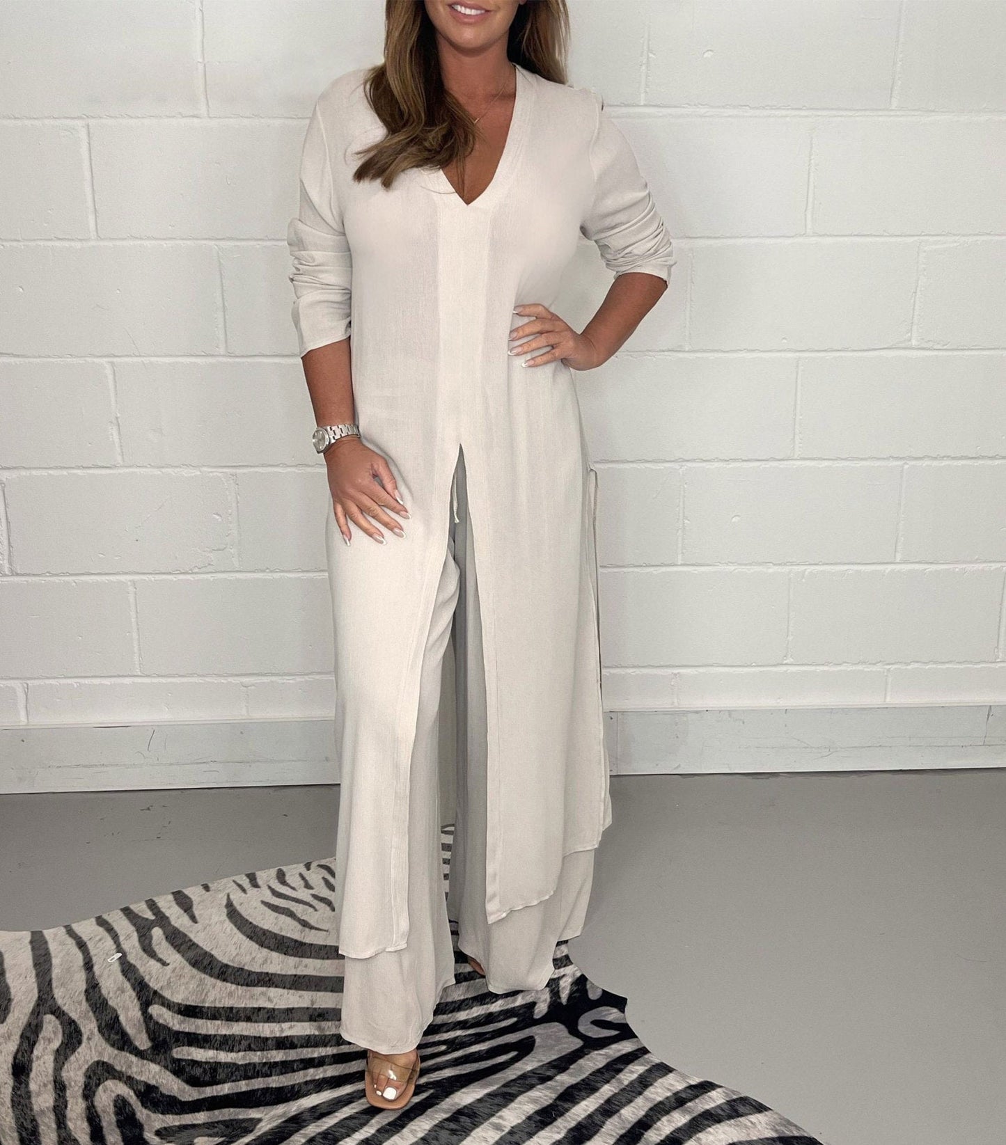 💃Saldi di Primavera ⏳Completo Due Pezzi Top Lungo Casual e Pantaloni Casual😍