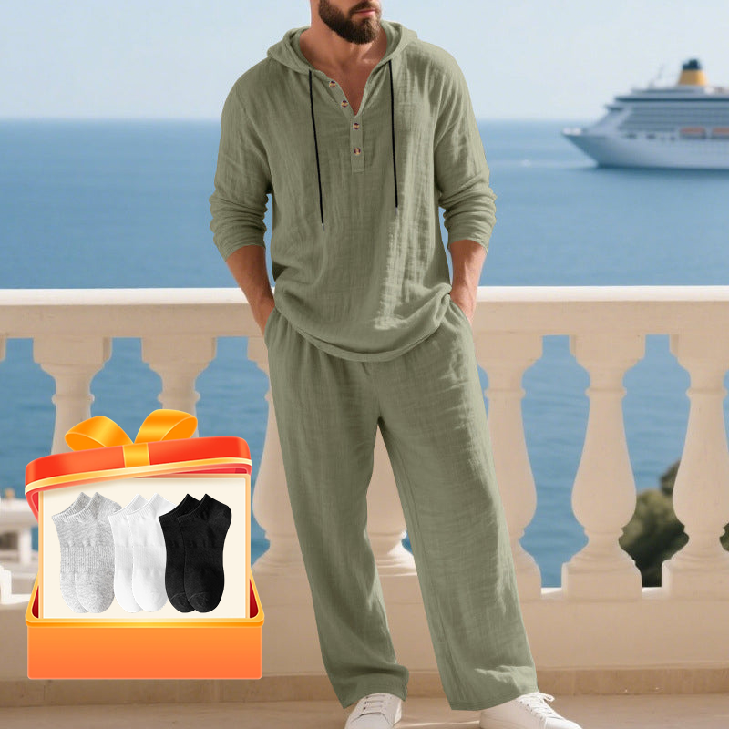 📢📢SCONTO DEL 60%!!! Completo da uomo con cappuccio casual, maglia e pantaloni, 2 pezzi