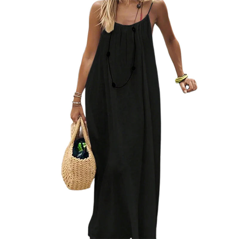 🏖️💕VENDUTI OLTRE 20MILA!⚡Vestito lungo casual da donna con spalline sottili e schiena scoperta🌟🌊