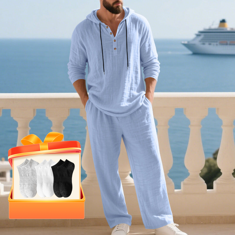 📢📢SCONTO DEL 60%!!! Completo da uomo con cappuccio casual, maglia e pantaloni, 2 pezzi