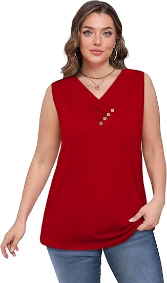 💐Camicia senza maniche da donna, scollo a V, vestibilità ampia, 2026
