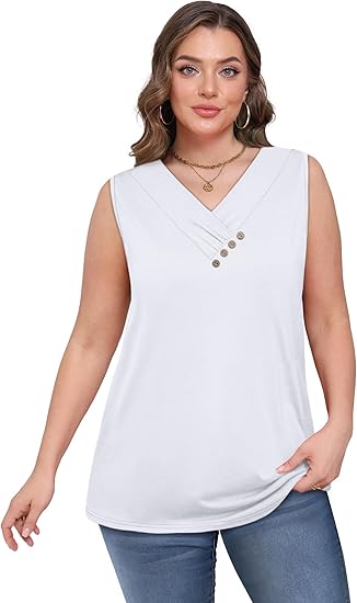 💐Camicia senza maniche da donna, scollo a V, vestibilità ampia, 2026