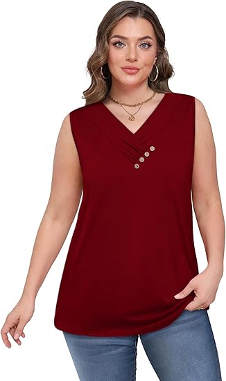 💐Camicia senza maniche da donna, scollo a V, vestibilità ampia, 2026