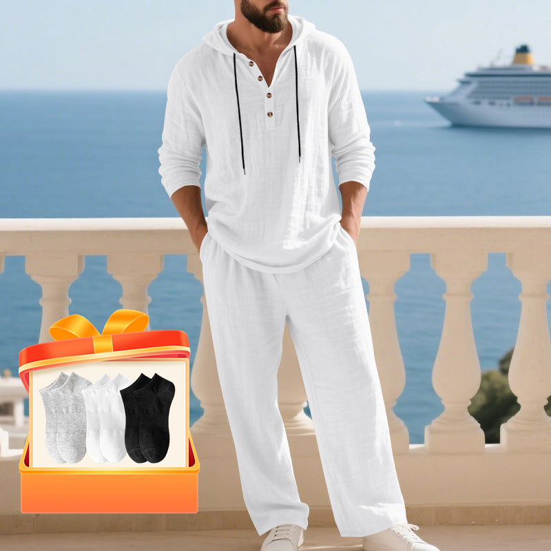 📢📢SCONTO DEL 60%!!! Completo da uomo con cappuccio casual, maglia e pantaloni, 2 pezzi