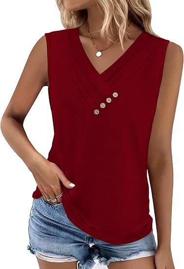 💐Camicia senza maniche da donna, scollo a V, vestibilità ampia, 2026