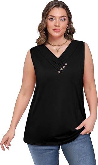 💐Camicia senza maniche da donna, scollo a V, vestibilità ampia, 2026