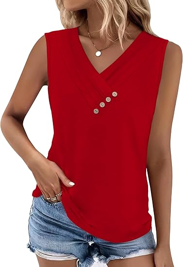 💐Camicia senza maniche da donna, scollo a V, vestibilità ampia, 2026