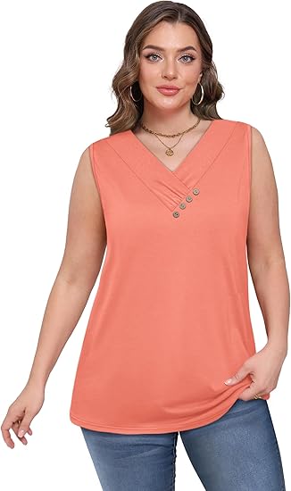 💐Camicia senza maniche da donna, scollo a V, vestibilità ampia, 2026
