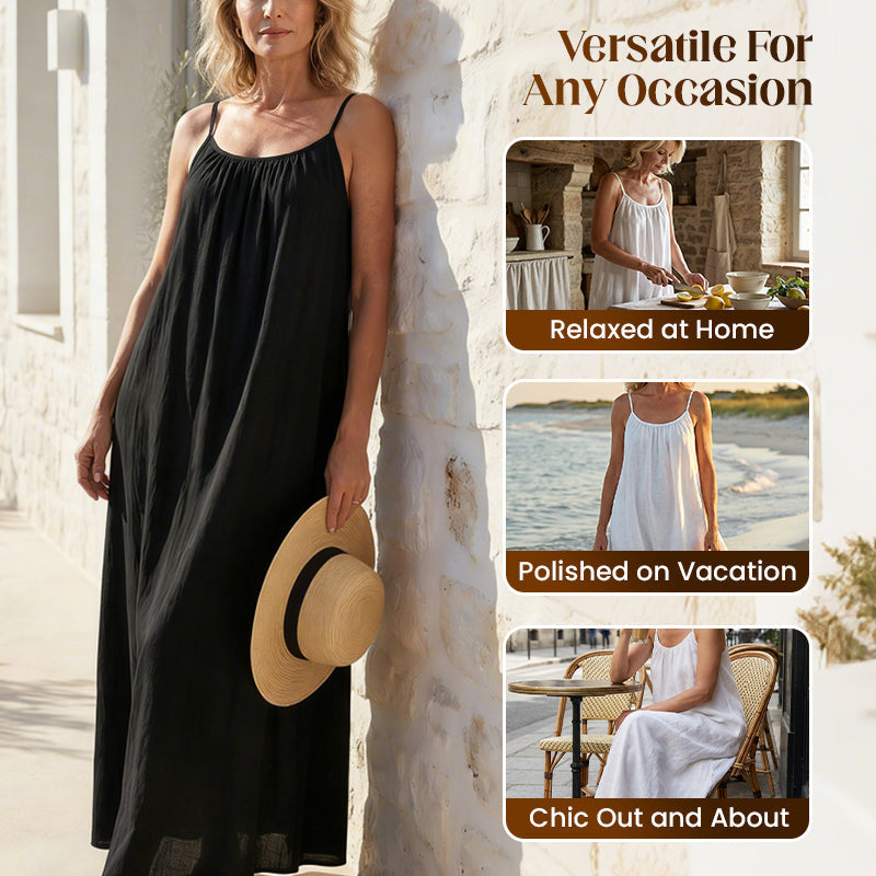 🏖️💕VENDUTI OLTRE 20MILA!⚡Vestito lungo casual da donna con spalline sottili e schiena scoperta🌟🌊