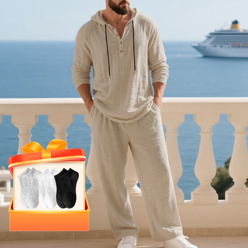 📢📢SCONTO DEL 60%!!! Completo da uomo con cappuccio casual, maglia e pantaloni, 2 pezzi