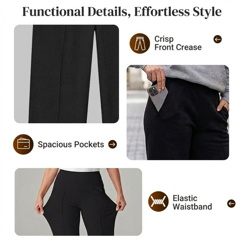 💞50K+ SOLD!☕🧘‍♀️Women's High Waist Wide Leg Pants – Soft stretch fabric, gentle tummy control! Flattering fit for every shape. Easy pull-on, no tricky buttons. Your everyday essential. 🧵🦵