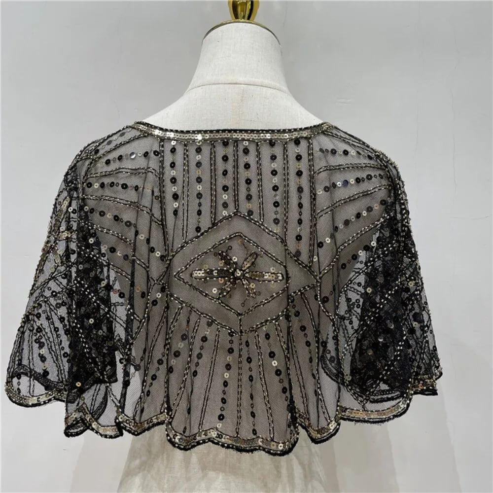🔥 Scialle vintage in pizzo con perline 🔥