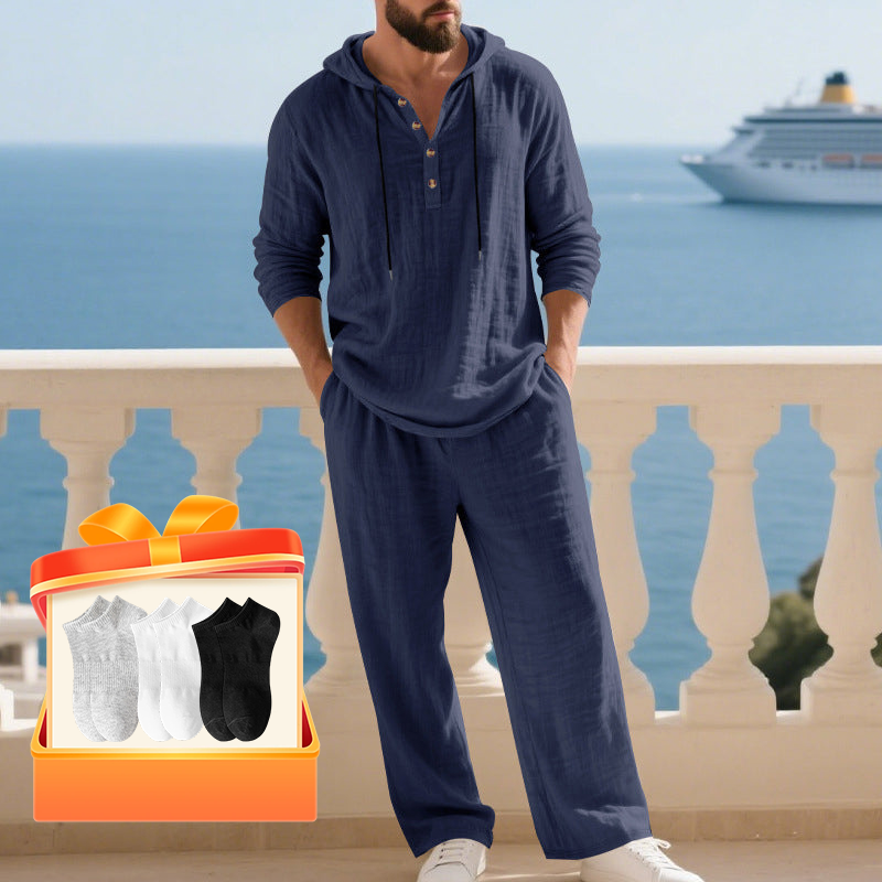 📢📢SCONTO DEL 60%!!! Completo da uomo con cappuccio casual, maglia e pantaloni, 2 pezzi