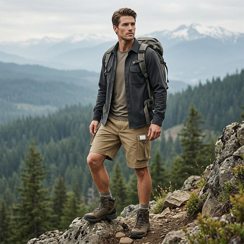 Pantaloncini cargo casual da uomo con elastico in vita