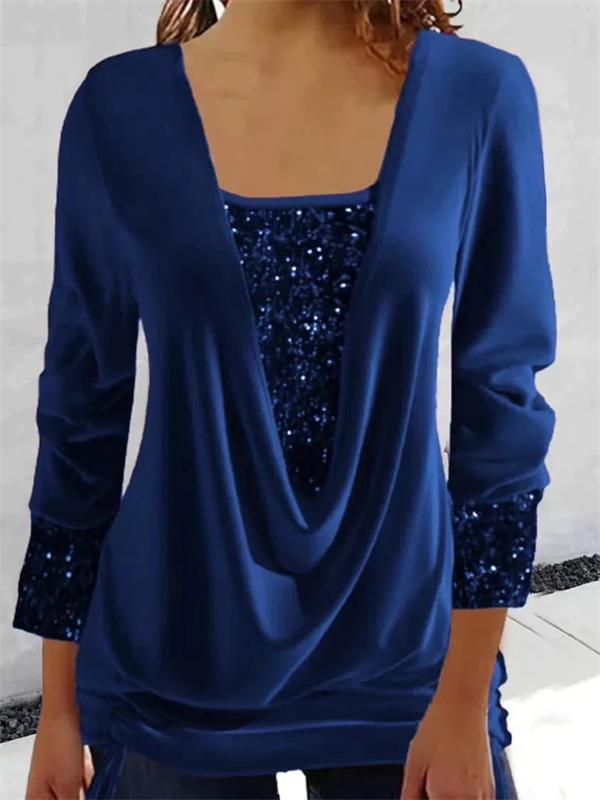 🎄Top finto due pezzi a balze larghe con paillettes
