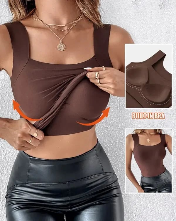 🔥Ultimo Giorno Promozione Sconto del 60%⏰👙Canotte Termiche da Donna con Scollo a U e Reggiseno Integrato👍