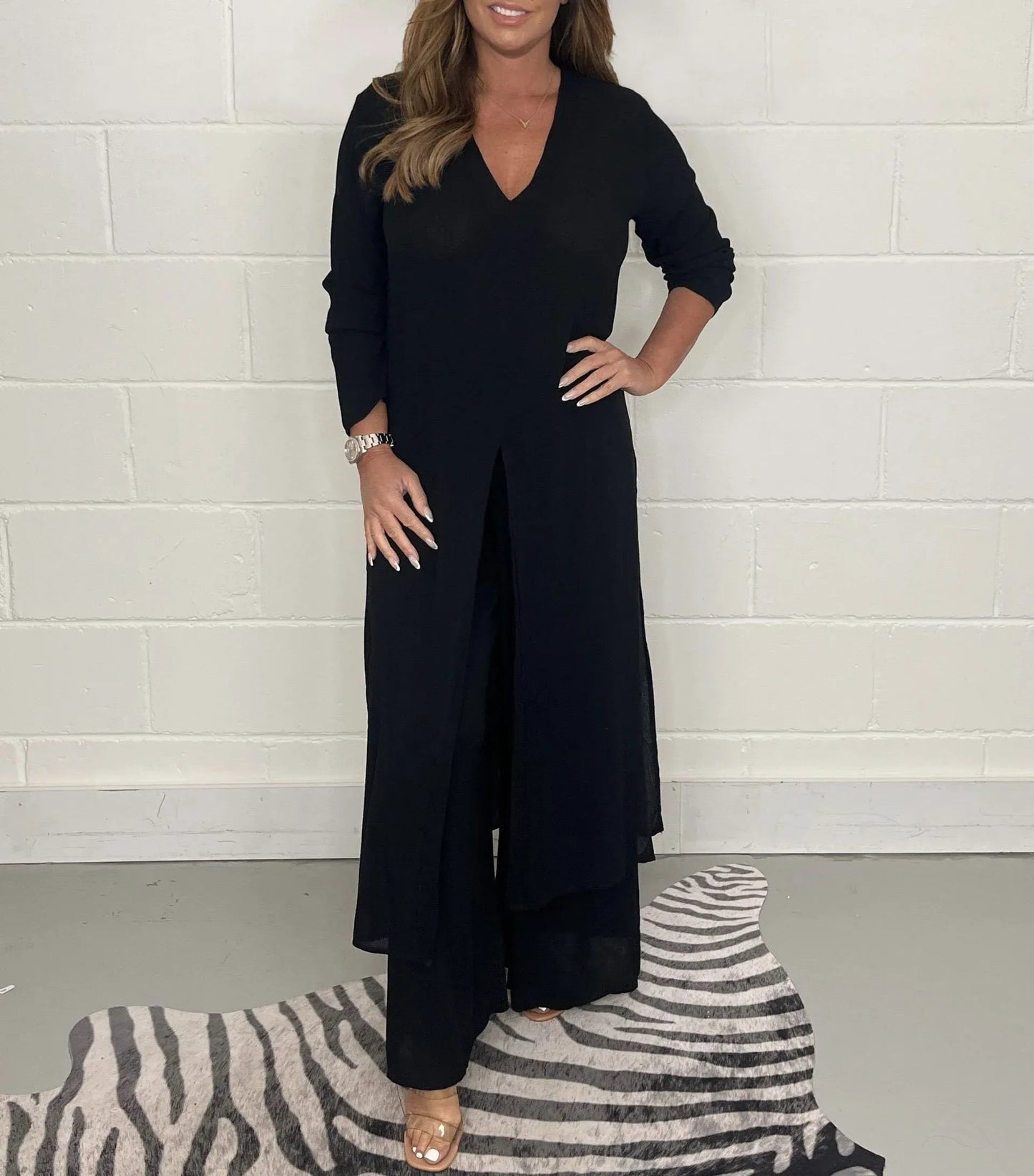 💃Saldi di Primavera ⏳Completo Due Pezzi Top Lungo Casual e Pantaloni Casual😍
