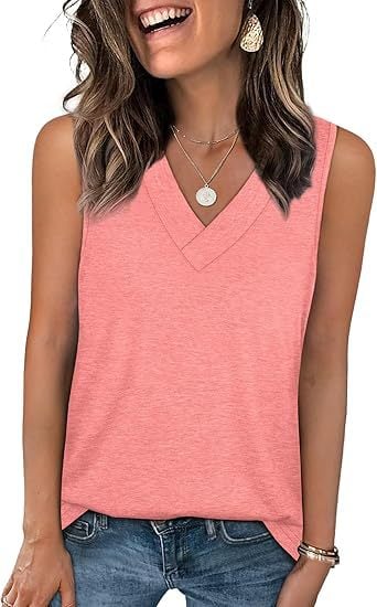 🎁Summer Promotion 50% OFF✨Women's Sleeveless V-Neck Slimming Loose Fit Casual Tank Top