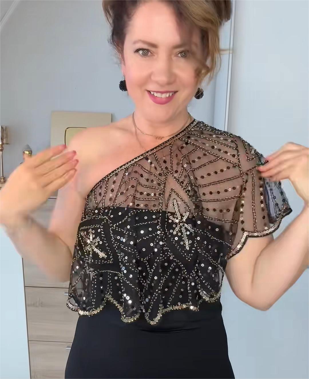 🔥 Scialle vintage in pizzo con perline 🔥