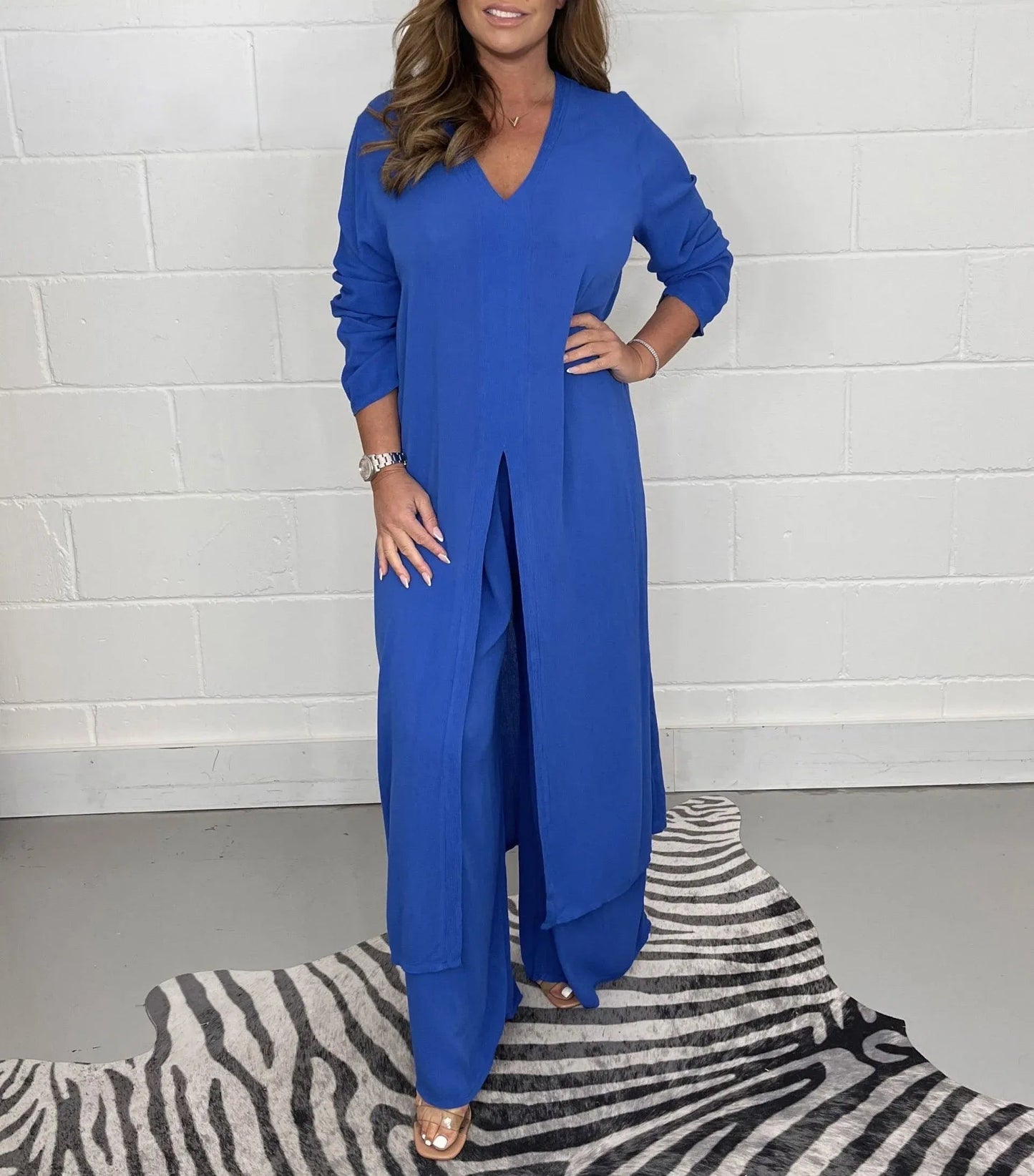 💃Saldi di Primavera ⏳Completo Due Pezzi Top Lungo Casual e Pantaloni Casual😍